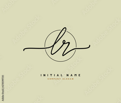 L R LR Beauty vector initial logo, handwriting logo of initial signature, wedding, fashion, jewerly, boutique, floral and botanical with creative template for any company or business.