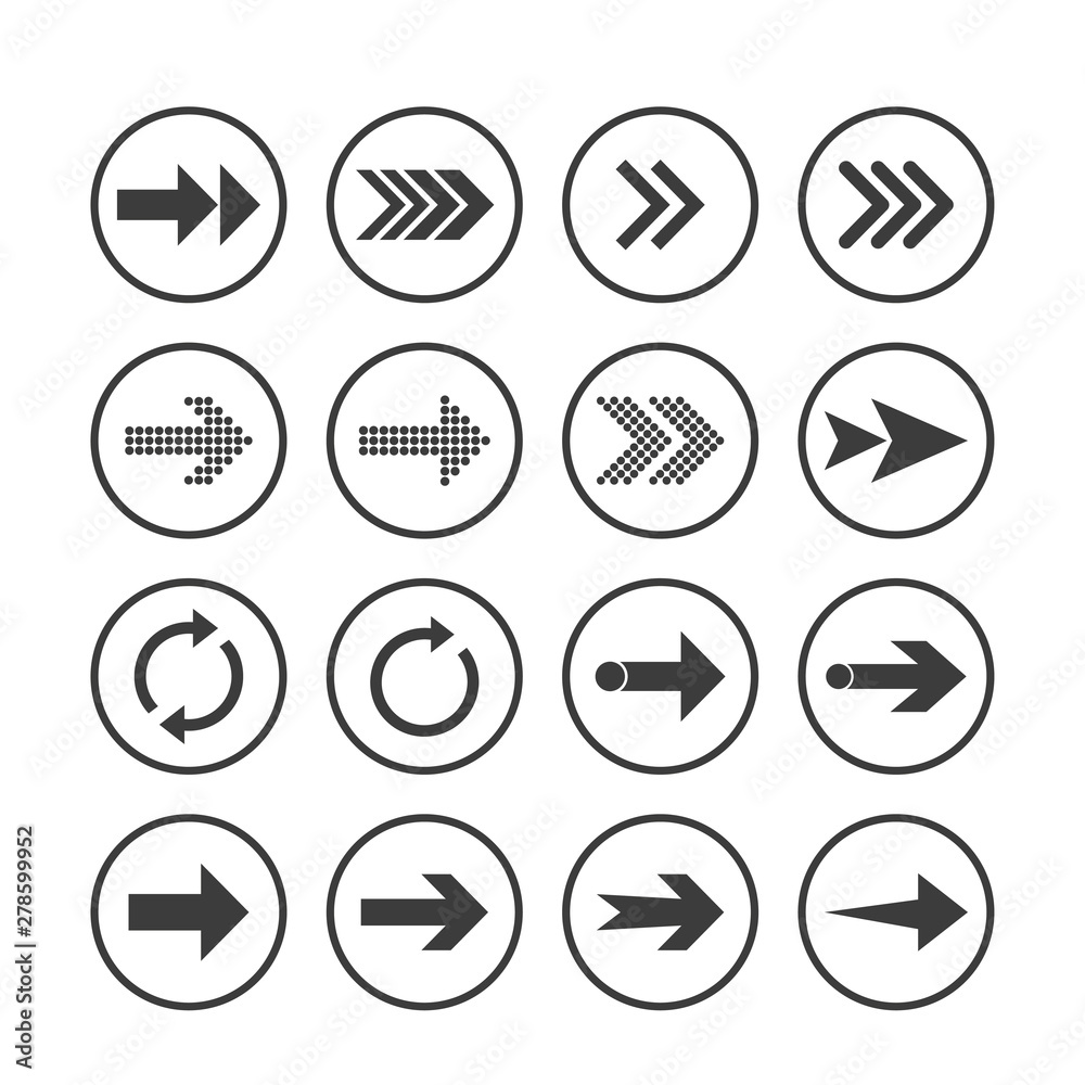 Arrow icon set. Vector illustration, flat design. Arrow icon set. Vector illustration, flat design.