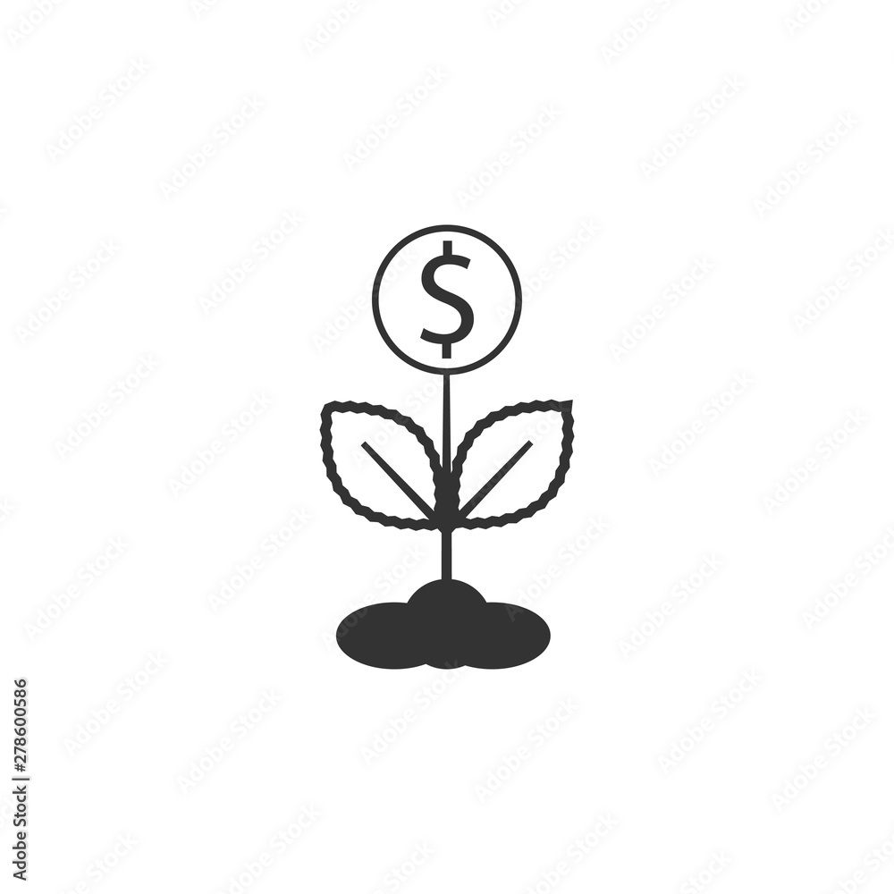 Plant, dollar icon. Vector illustration, flat design. Plant, dollar icon. Vector illustration, flat design.