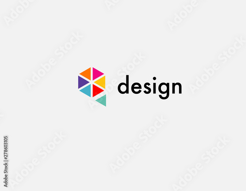 Creative bright Abstract multicolored logo icon pattern of triangles design