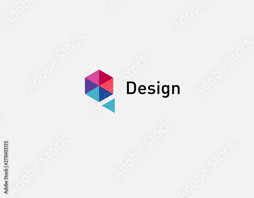 Creative bright Abstract linear logo icon polygon geometry for business company