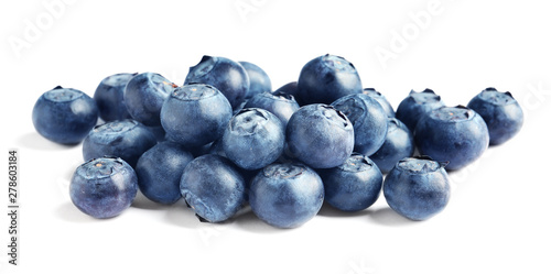 Fresh raw tasty blueberries isolated on white