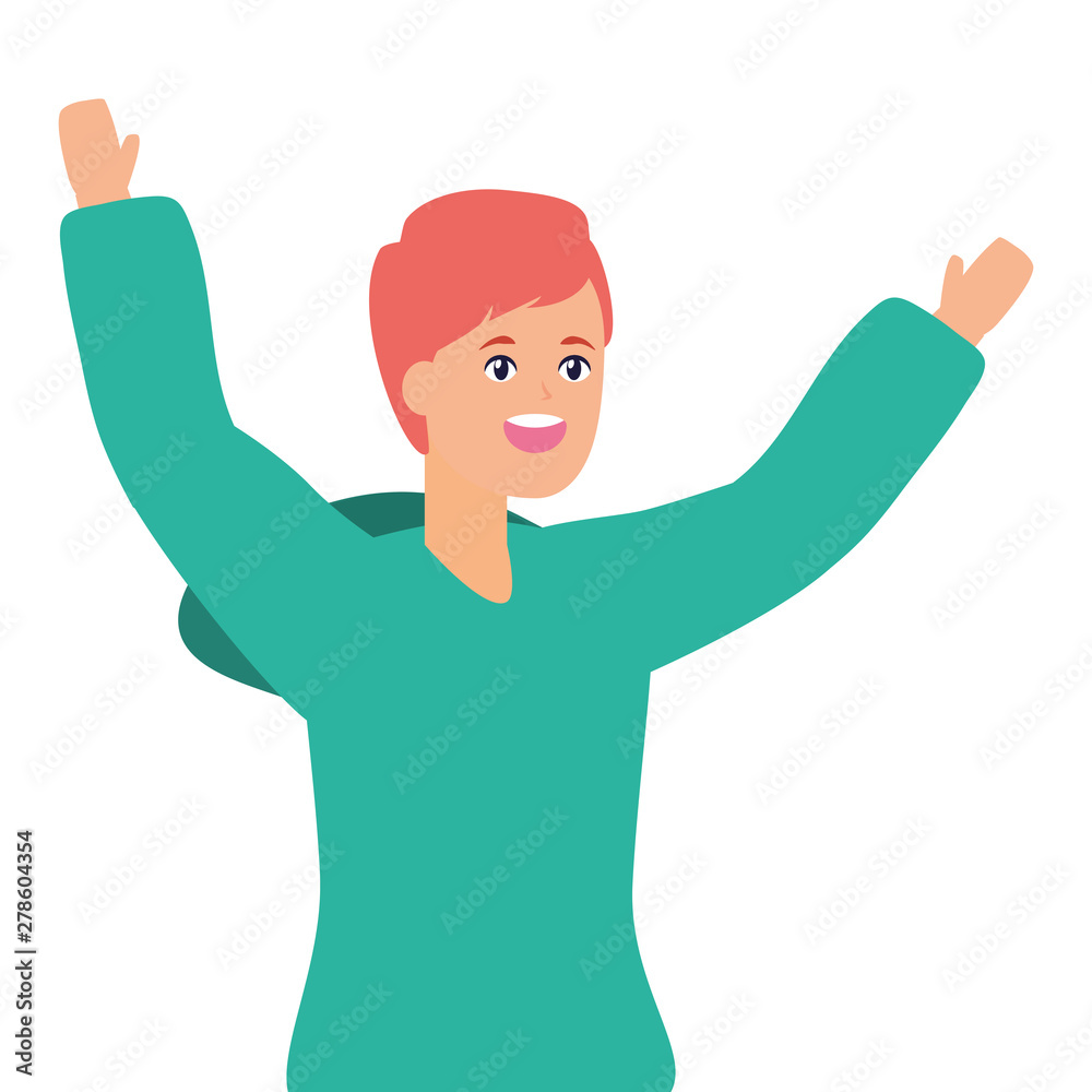 happy man celebrating arms up happy man celebrating arms up