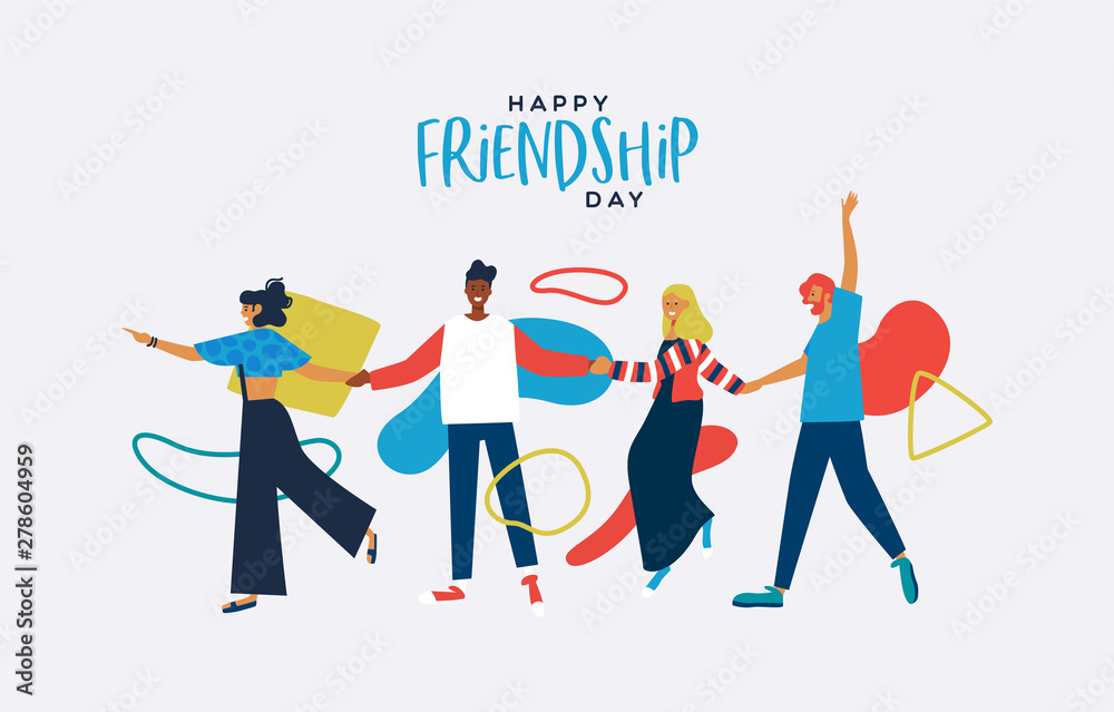 Friendship Day card of diverse friends together