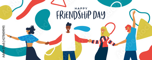 Friendship Day banner of diverse friends together