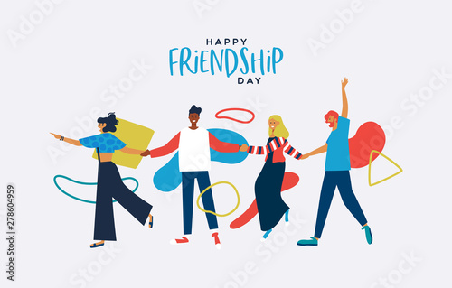 Friendship Day card of diverse friends together