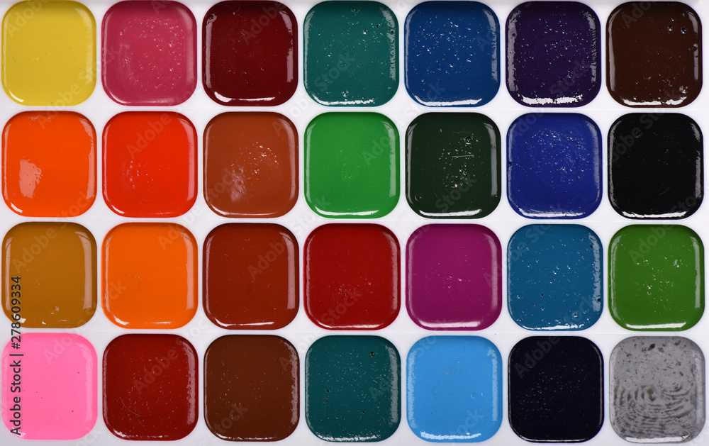 Texture of watercolor paints. The set of the artist. Texture of watercolor paints. The set of the artist.
