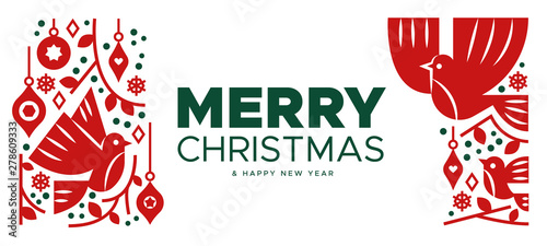 Christmas and New Year Scandinavian bird card