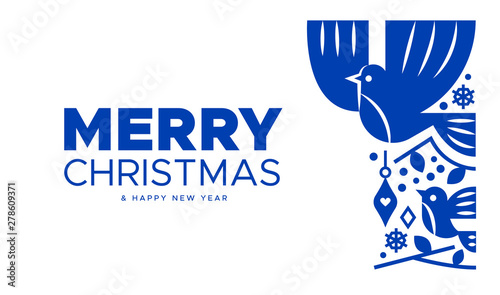 Christmas and New Year Scandinavian bird card