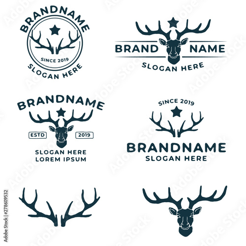 deer vintage logo design template bundle