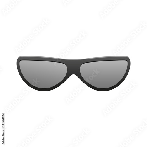 Sunglasses icon. Black silhouette sun glasses isolated white background. Modern wear design. Fashion eye elegance. Style eyewear. Accessory sunlight spectacles. Symbol summer. Vector illustration
