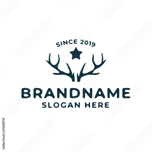 deer vintage logo design template