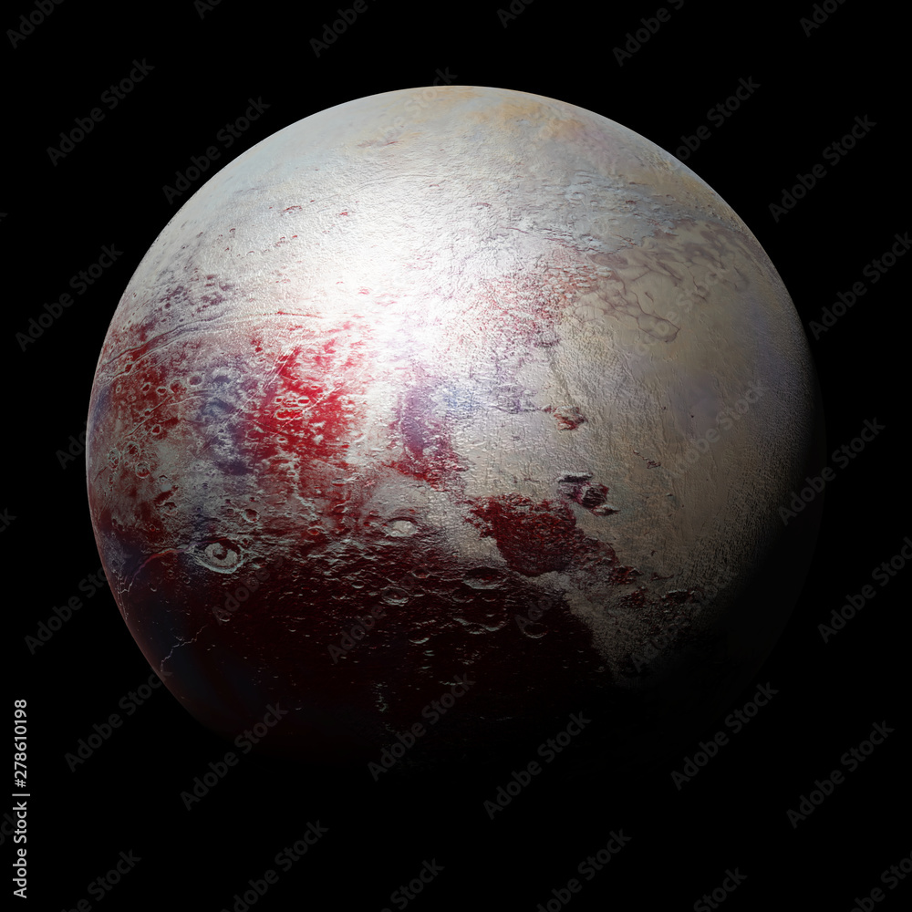 Fototapeta premium dwarf planet Pluto, part of the solar system, isolated on black background