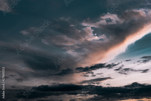 Twilight sky with dark clouds. The sky with condensing clouds