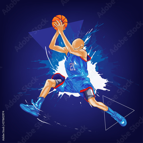 basketball slam dunk splatter painting