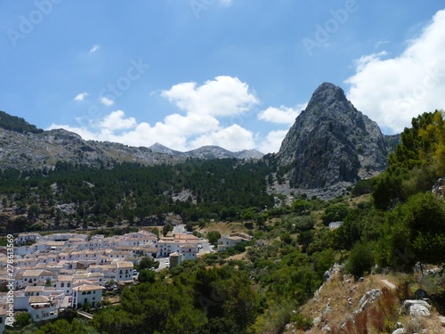 The village of Grazalema and the Penon Grande, Sierra de Grazalema, Spain