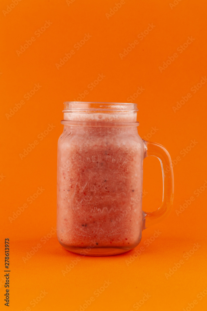 Smoothie with banana, strawberry and kiwi, isolated on bright background Smoothie with banana, strawberry and kiwi, isolated on bright background