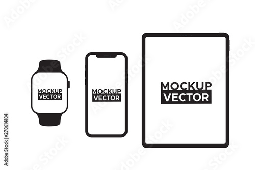 Tablat , smartphone , watch  mockup this isolated on background. Print