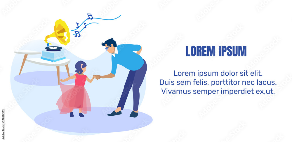 Father Dancing with Little Daughter Text Banner