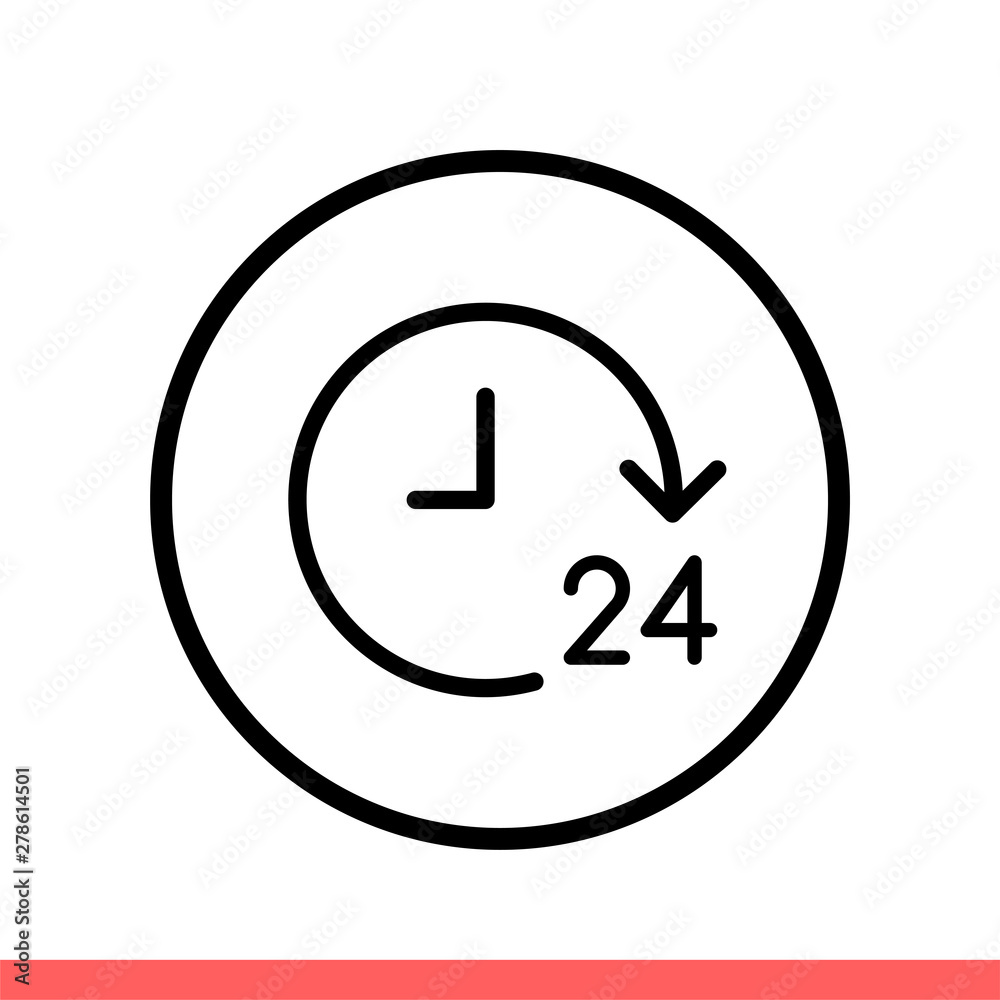 24 hours vector icon, full day symbol. Simple, flat design isolated on white background for web or mobile app 24 hours vector icon, full day symbol. Simple, flat design isolated on white background for web or mobile app