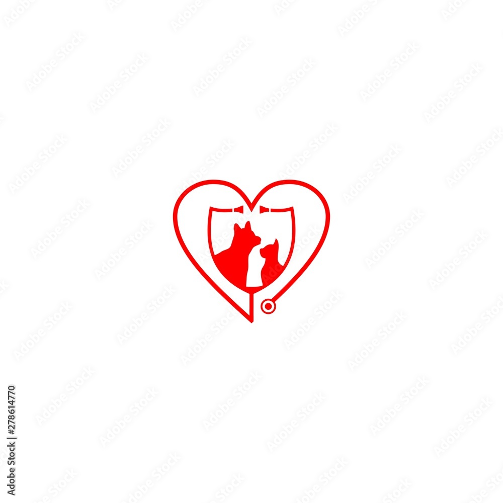 Heart Animal Hospital and Care center logo design vector