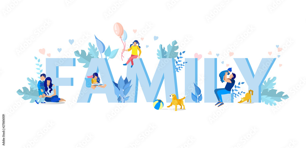 Family Letters with Small Family Members Figures