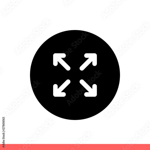 Fullsize vector icon, expand symbol. Simple, flat design isolated on white background for web or mobile app