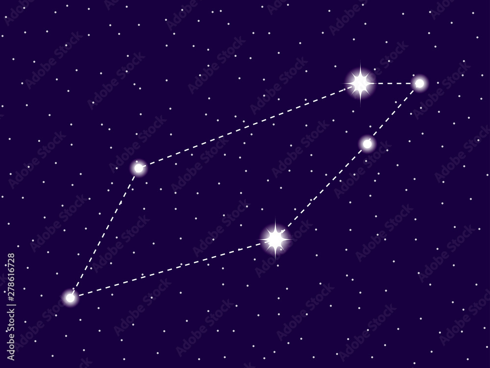 Telescopium constellation  constellation. Starry night sky. Zodiac sign. Cluster of stars and galaxies. Deep space. Vector illustration
