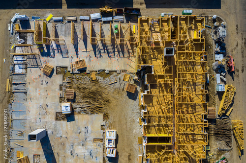 Aerial view of a residential apartments construction site in Naperville, IL, USA
