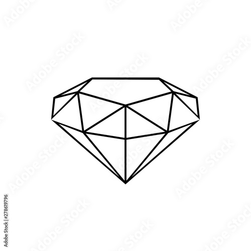 Diamond line icon. Gemstone symbol on white isolated background.