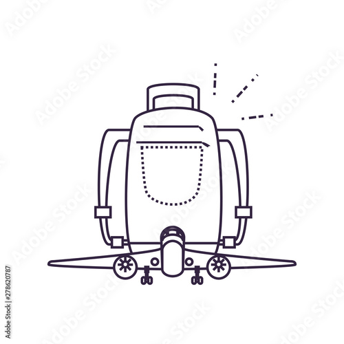 travel suitcase equipment with airplane flying