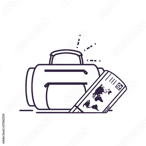 travel suitcase equipment with ticket flight
