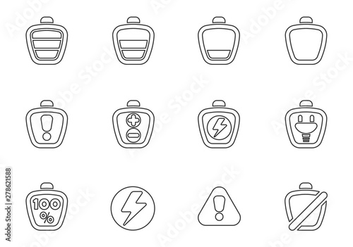 Battery line icons set