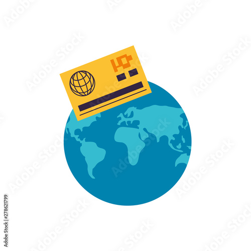 world planet earth with credit card