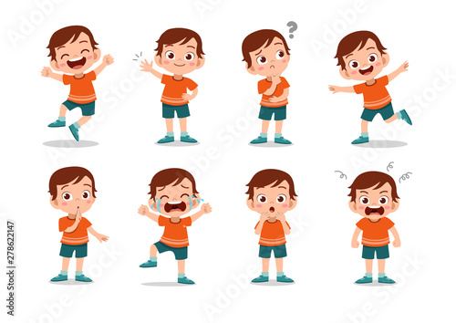kid child expression vector illustration set bundle