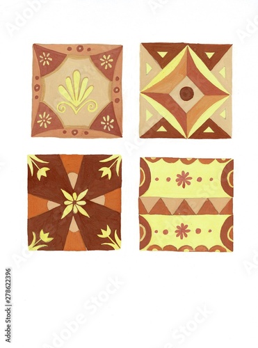 Ornament  set of tiles brown