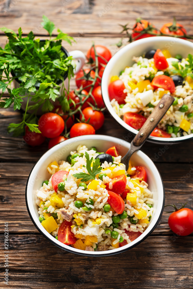 Cold summer salad with rice Cold summer salad with rice