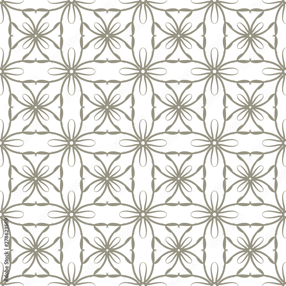Seamless abstract floral pattern in oriental style. Geometric flower ornament on a white background. Seamless abstract floral pattern in oriental style. Geometric flower ornament on a white background.