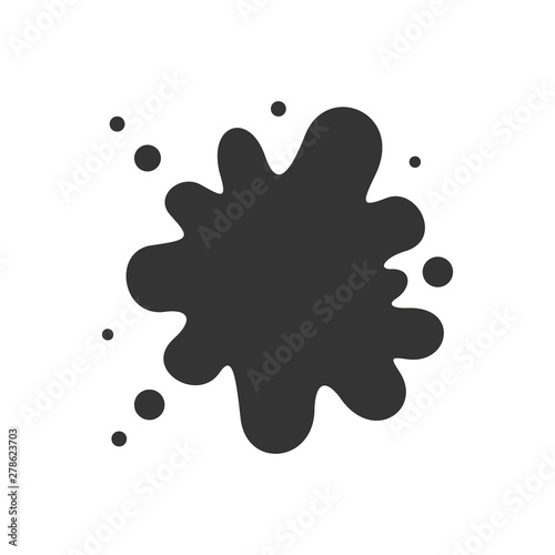 Black paint blot vector icon. Cartoon paint ink splashe.