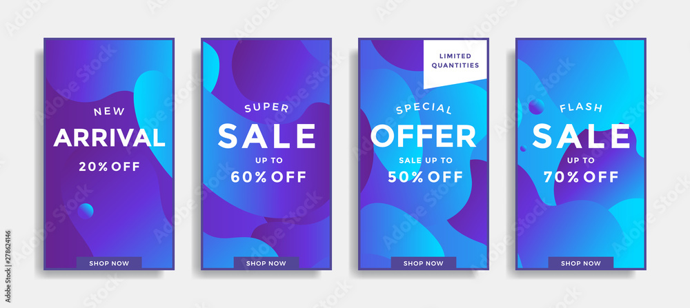 Set of sale banners with fluid gradient shapes Set of sale banners with fluid gradient shapes