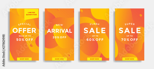 Set of sale banners with fluid gradient shapes