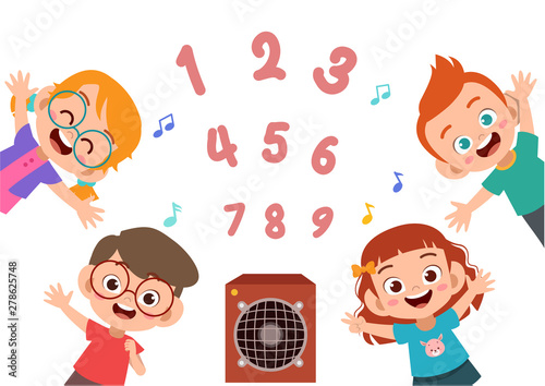 Cartoon kids with 123 numbers