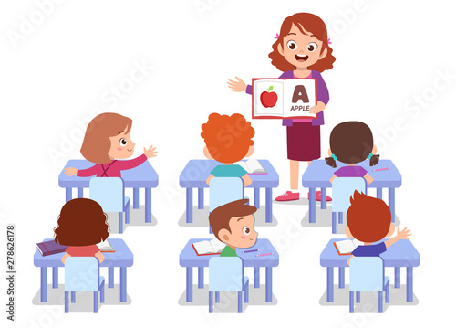 teacher with student vector illustration isolated
