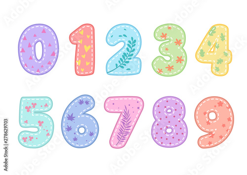 Cute funny numbers vector illustration set