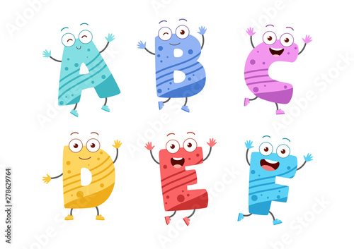 cute kid alphabet vector set