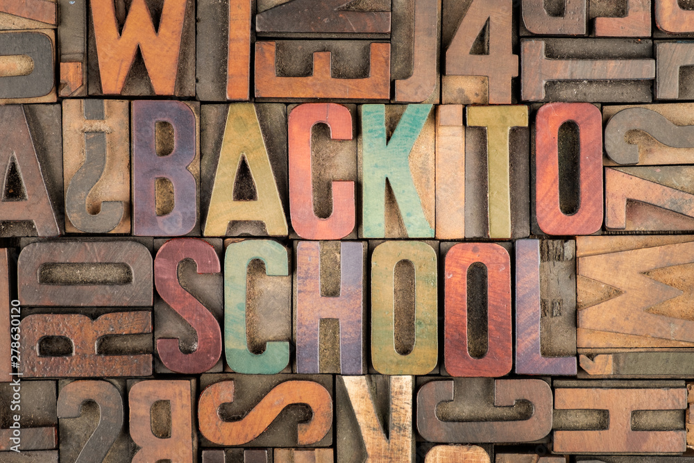 back to school words in letterpress printing blocks back to school words in letterpress printing blocks