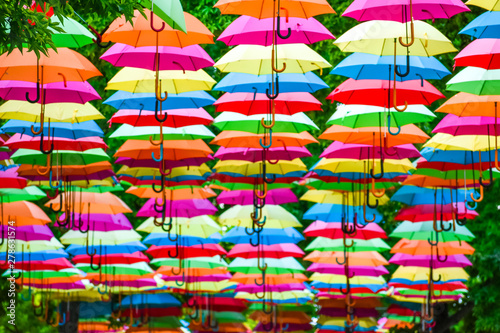 Colorful umbrellas background. Colorful umbrellas in the sky as decoration