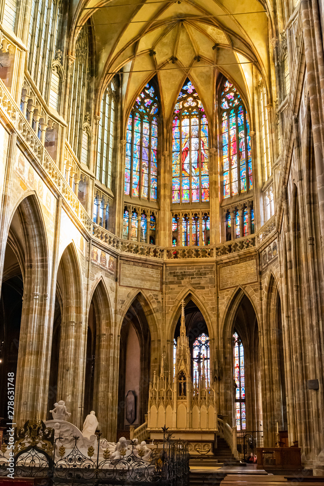 Altar in interior of european gothic cathedral Altar in interior of european gothic cathedral