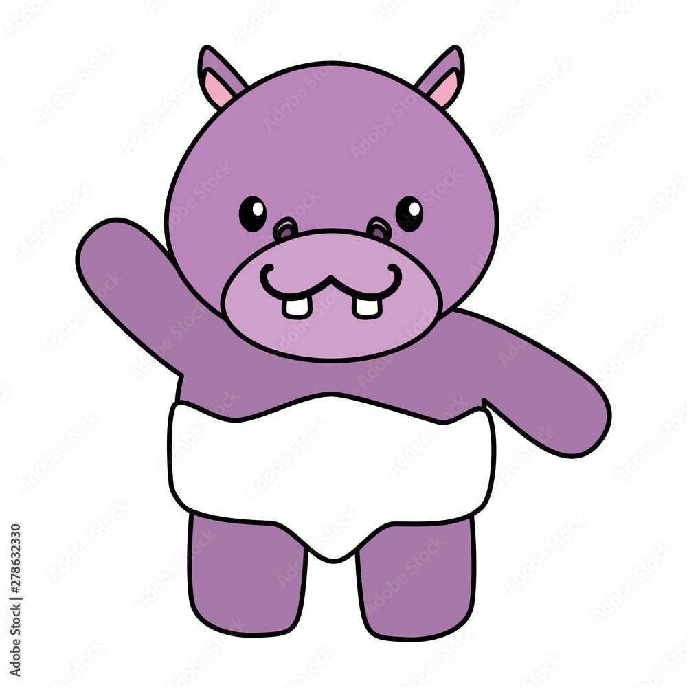 Naklejka premium cute little hippo baby character