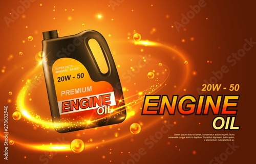 Car engine oil golden splash and drops